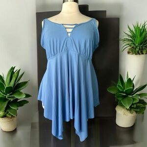 NWOT!Elegant Blue Swim Top Size 26 or 4X